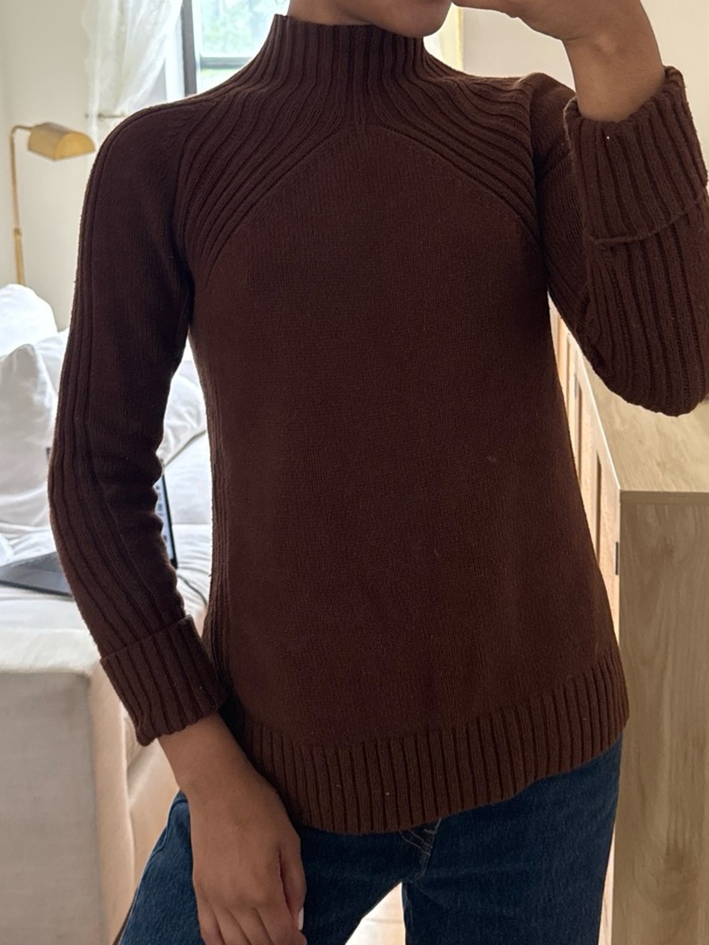 Talbots Chocolate Brown Mock Turtleneck Sweater